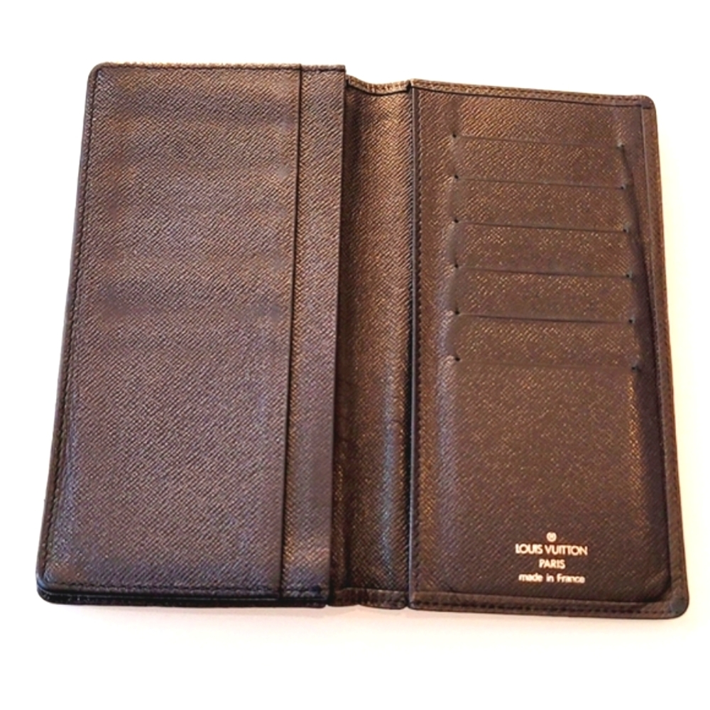 LOUIS VUITTON Blk Unisex Long Bifold Leather Wallet GORGEOUS